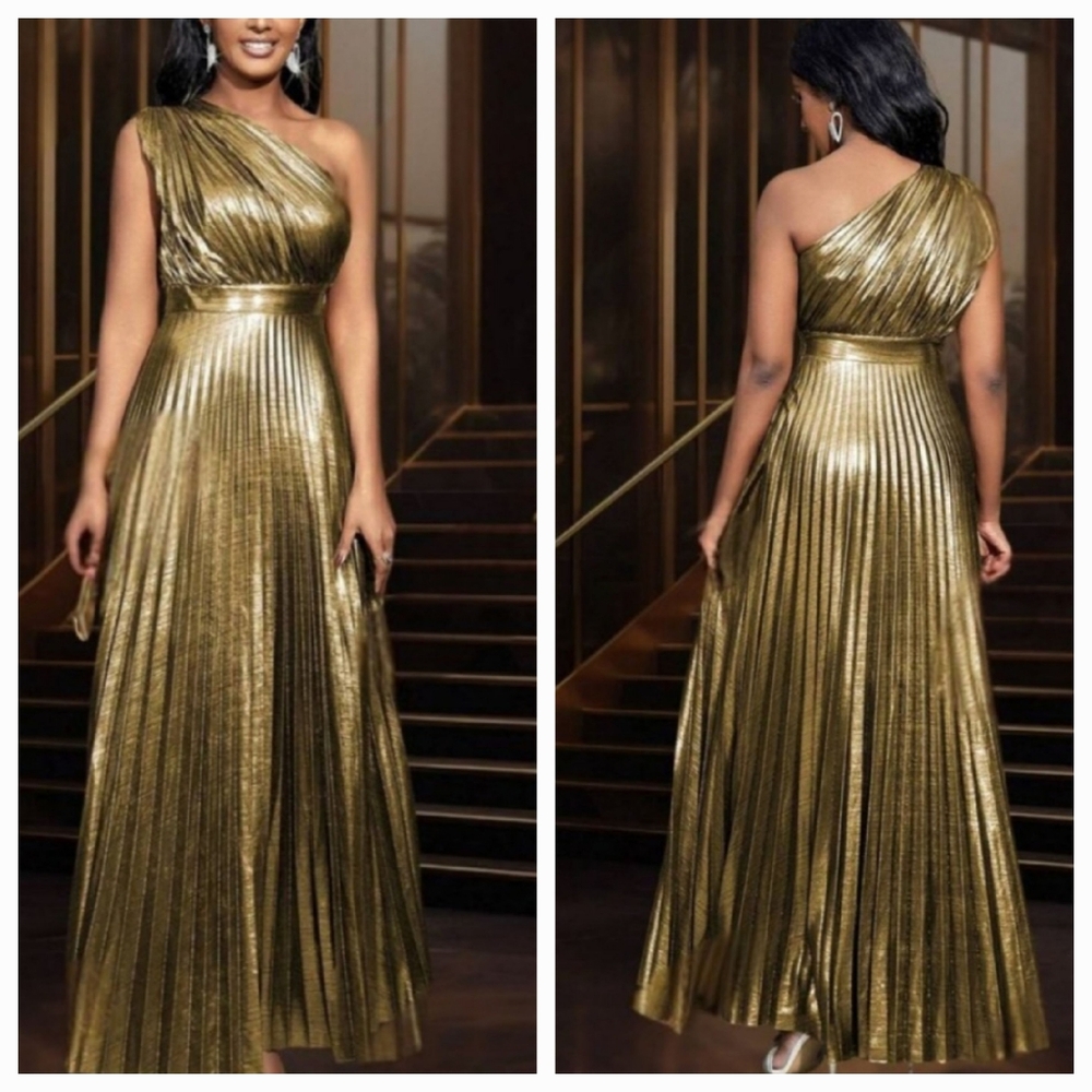 Glamorous Gold One Shoulder Dress